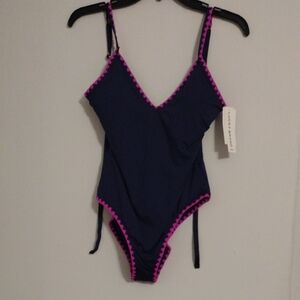 Lucky Brand Navy Swimsuit with Hot Pink Trim